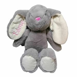 embroidered personalised grey bunny picture